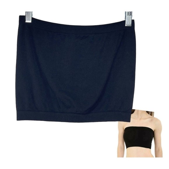 Women Tube Strapless Bandeau Elastic One Sz Stretch Vest Bra Crop Top Plain Boob - Picture 1 of 11